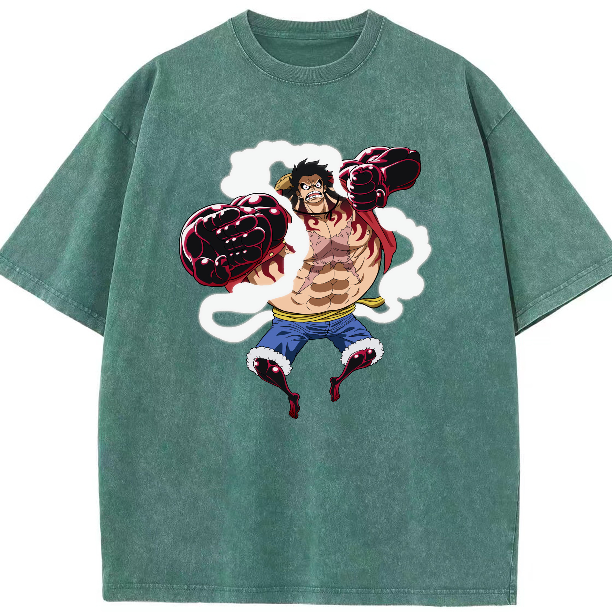 ワンピース モンキー・D・ルフィ ONE PIECE Monkey D. Luffy 綿100% ヴィンテージ風 半袖Tシャツ（フロントプリント）